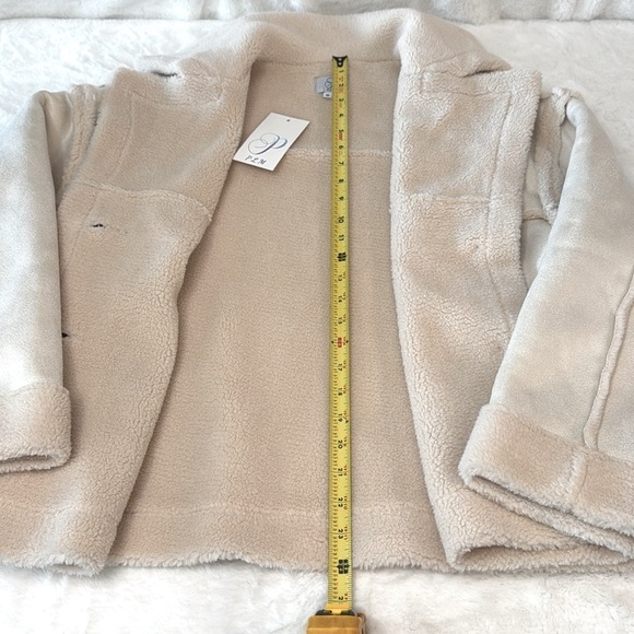 PLM Pascale La Mode Short Faux Wool Shearling, Suede Coat, Button Front, NWT - Picture 14 of 16